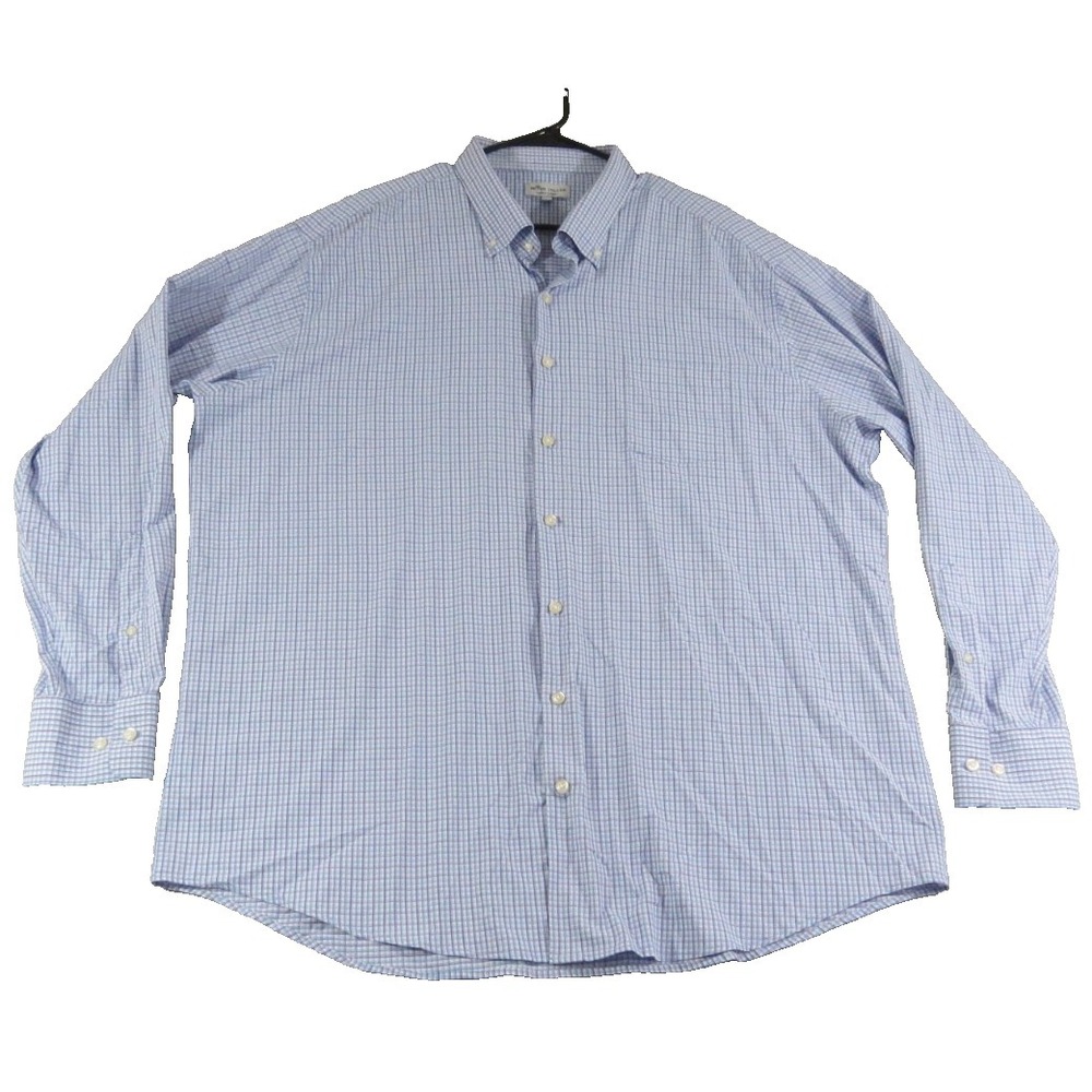 Peter Millar Summer Comfort Mens XXL‎ Blue Viota Check Performance Shirt Stretch